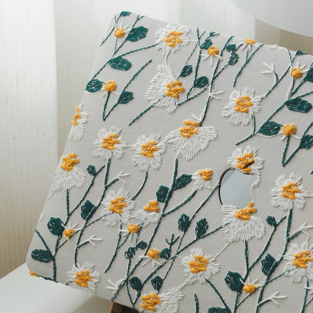 This is us Warm Sun Daisy Embroidery Leather Macbook Case