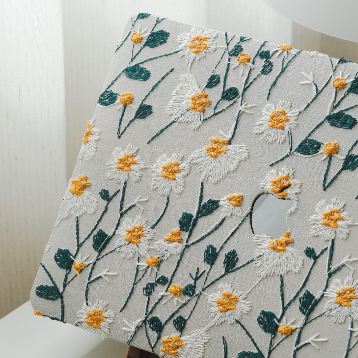This is us Warm Sun Daisy Embroidery Leather Macbook Case