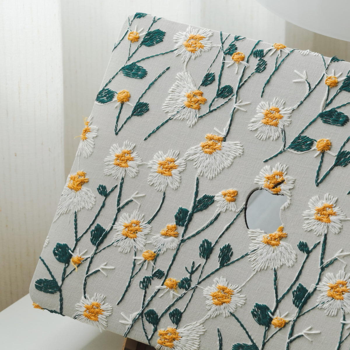 This is us Warm Sun Daisy Embroidery Leather Macbook Case