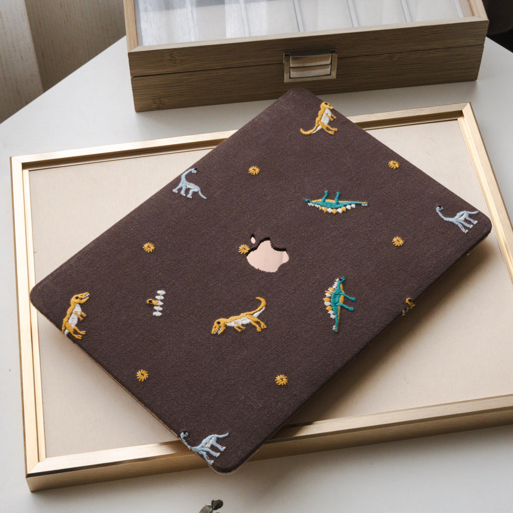 Embroidery Series ♾ Dinosaur Collection Textured Stitching MacBook Case