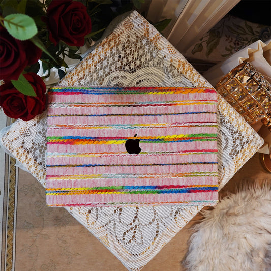 Plush Series ♾ Rainbow Thread Woven Pink Mac Case
