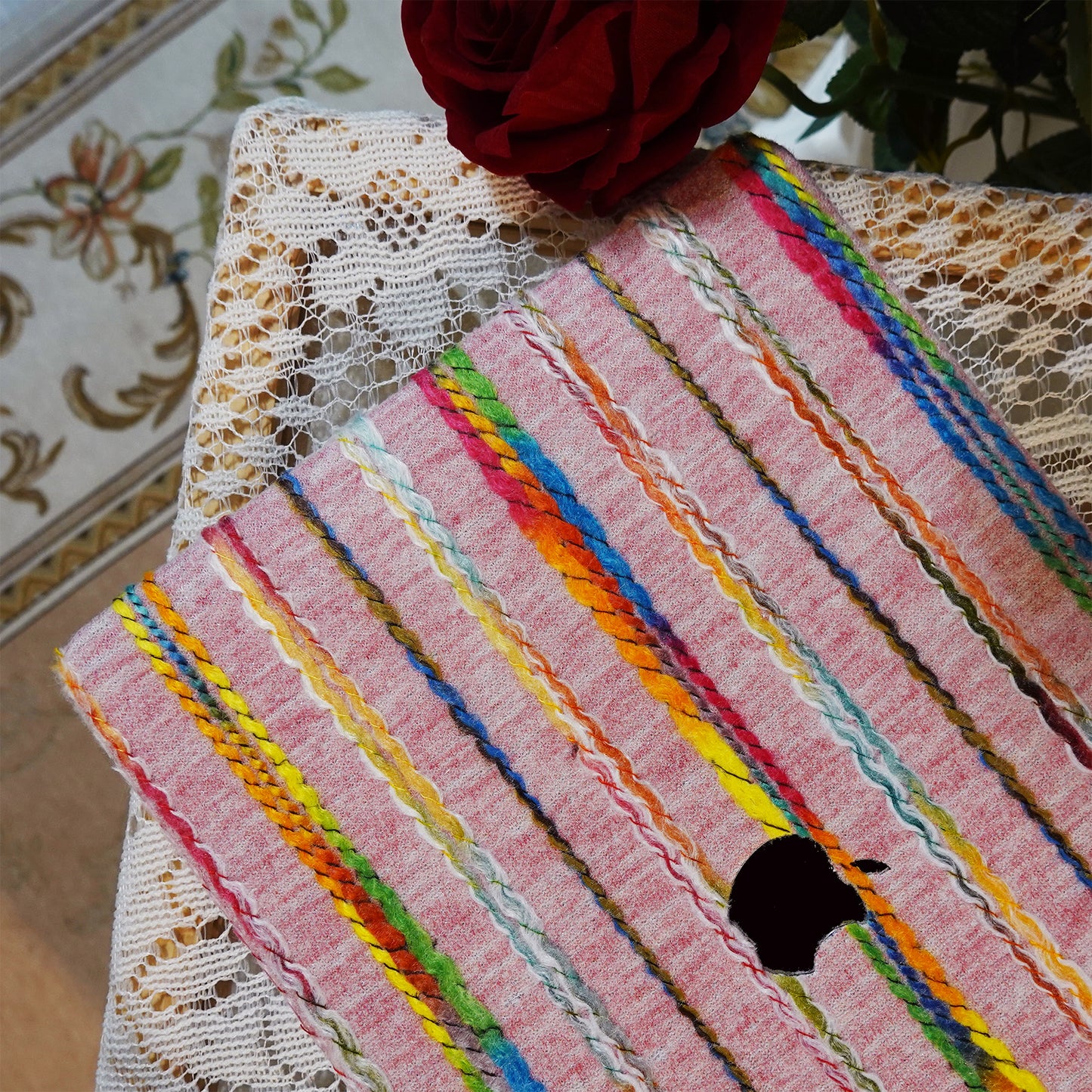 Plush Series ♾ Rainbow Thread Woven Pink Mac Case