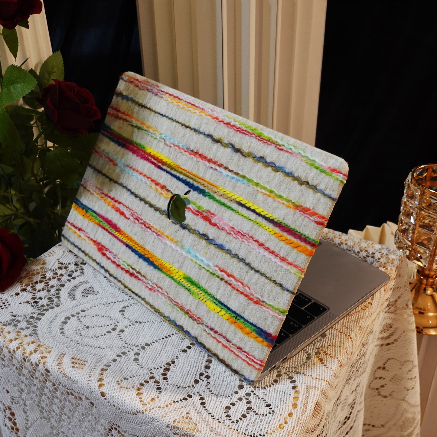 Plush Series ♾ Rainbow Thread Woven White Mac Case