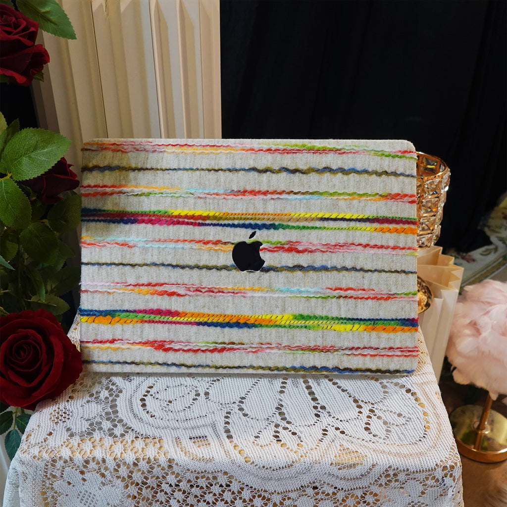 Plush Series ♾ Rainbow Thread Woven White Mac Case