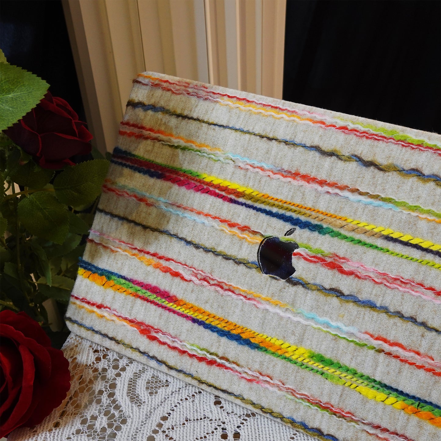 Plush Series ♾ Rainbow Thread Woven White Mac Case