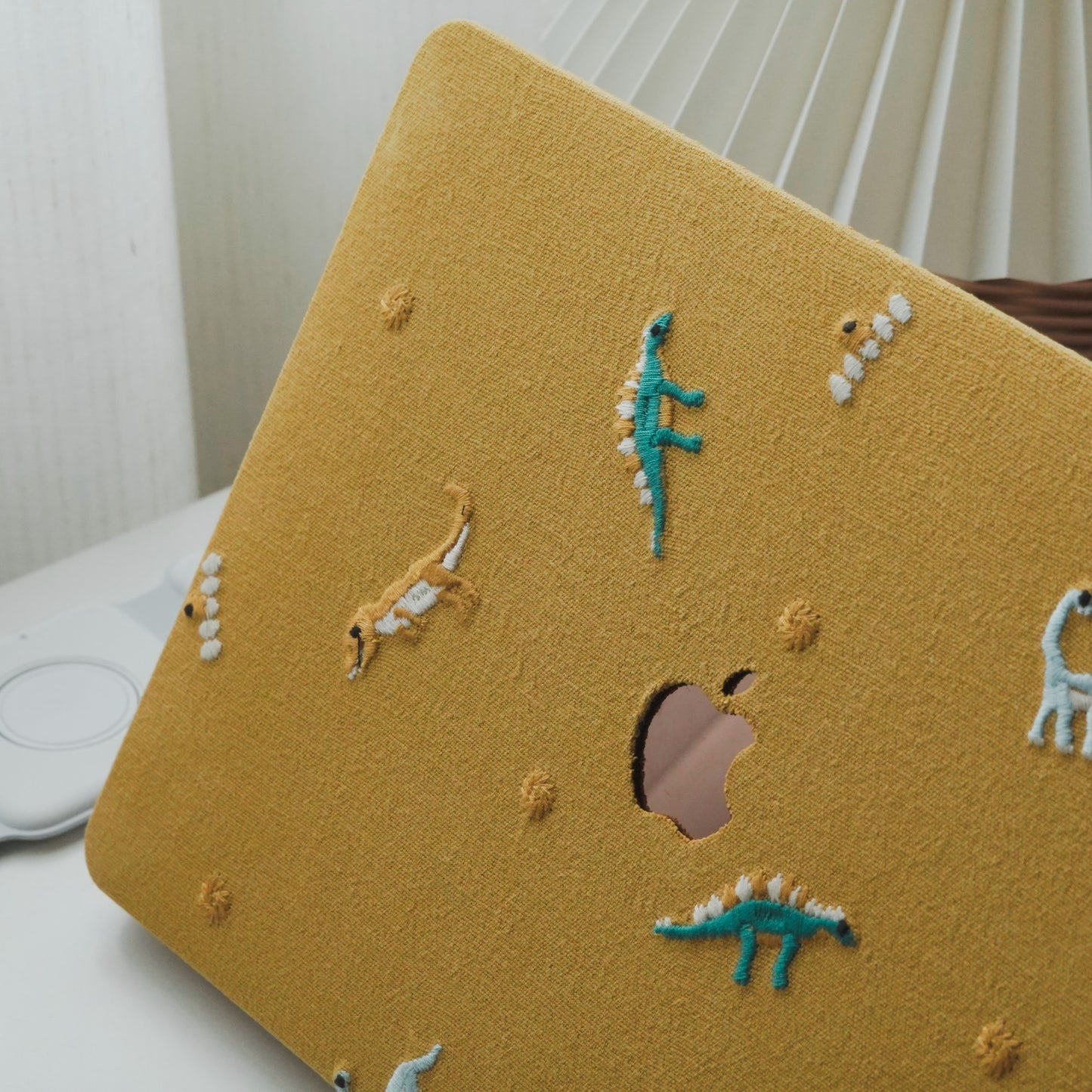 Embroidery Series ♾ Embroidered Yellow – Dinosaur Collection – Premium Stitching  MacBook Case