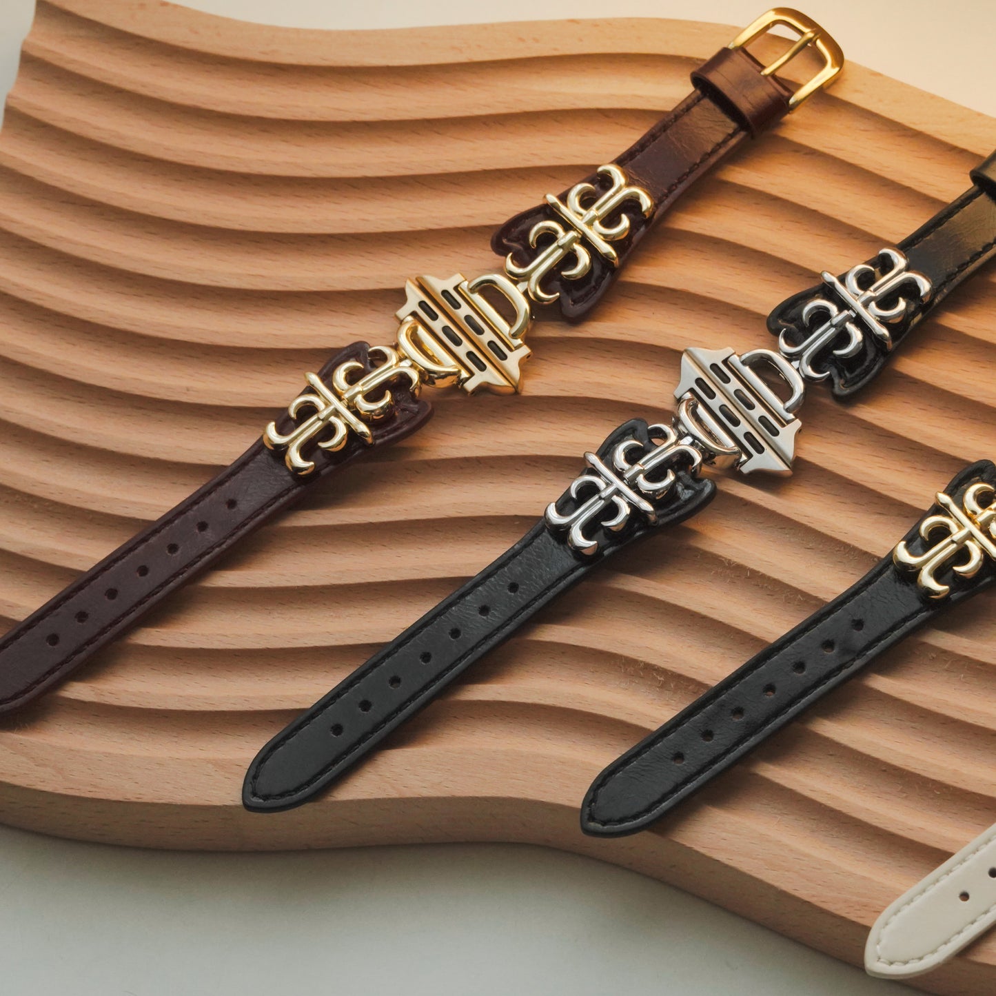 Sacred Cross Genuine Leather & Metal Hybrid Apple Watch Band