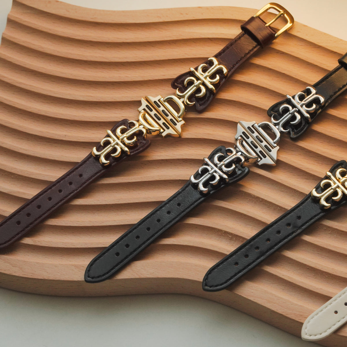 Sacred Cross Genuine Leather & Metal Hybrid Apple Watch Band