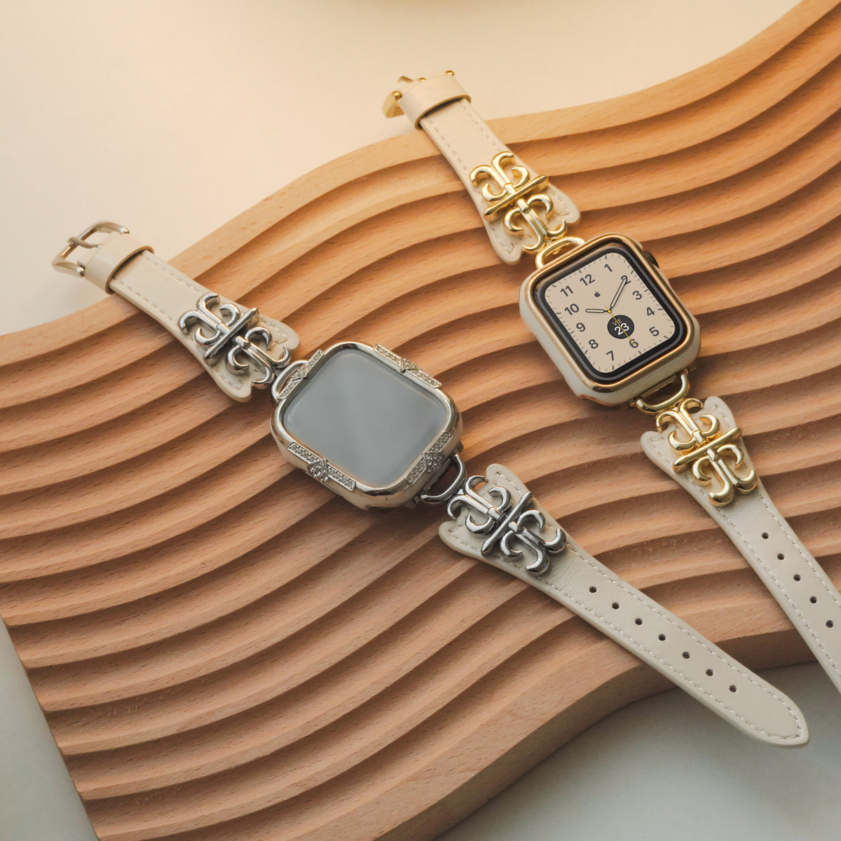 Sacred Cross Genuine Leather & Metal Hybrid Apple Watch Band