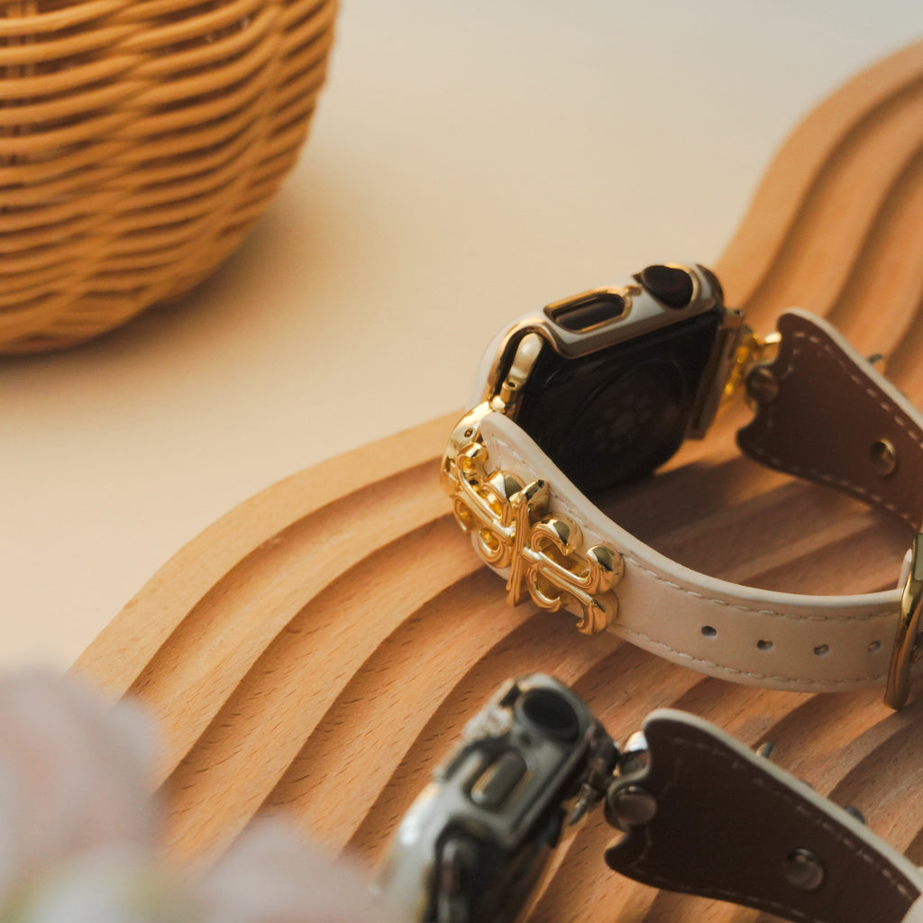 Sacred Cross Genuine Leather & Metal Hybrid Apple Watch Band