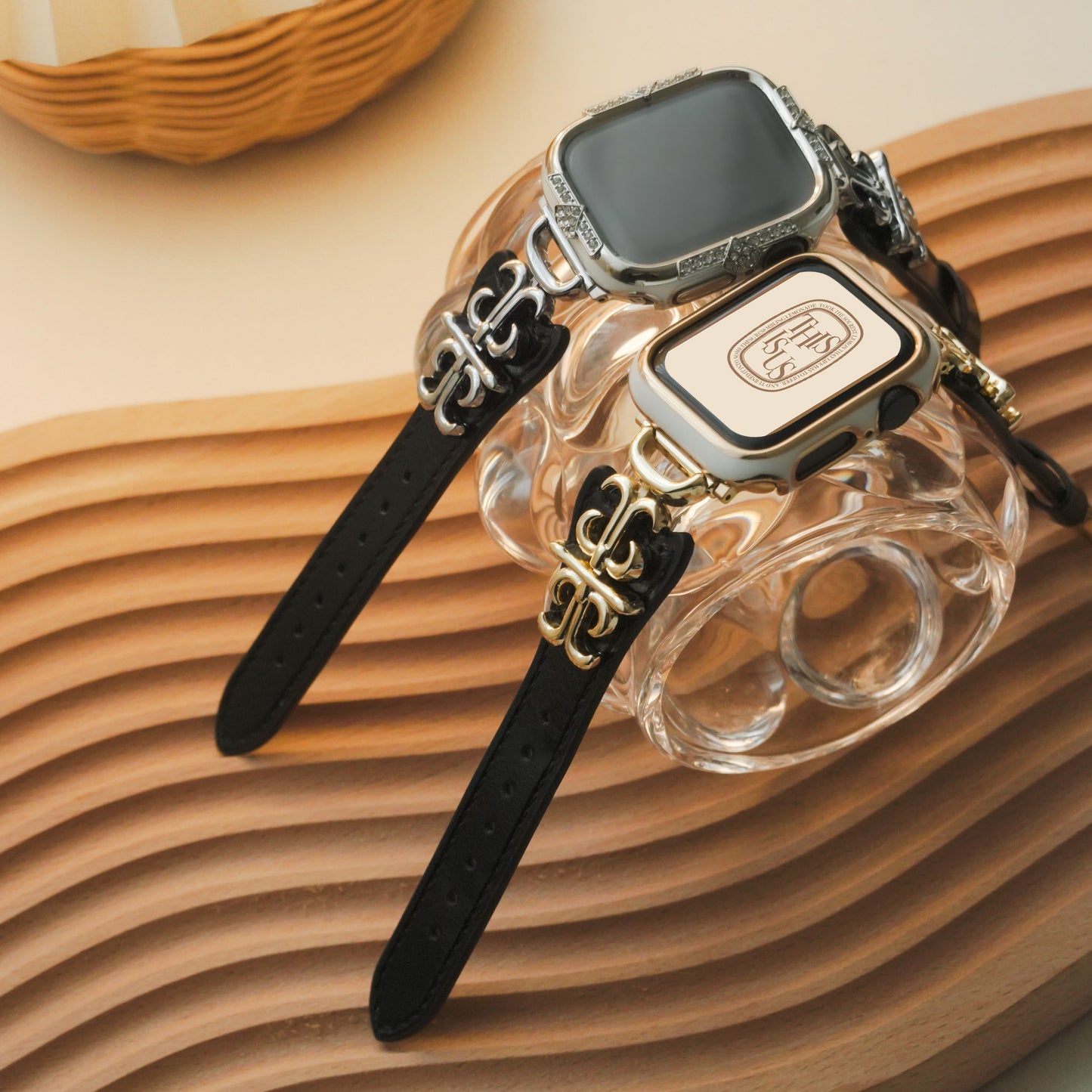 Sacred Cross Genuine Leather & Metal Hybrid Apple Watch Band