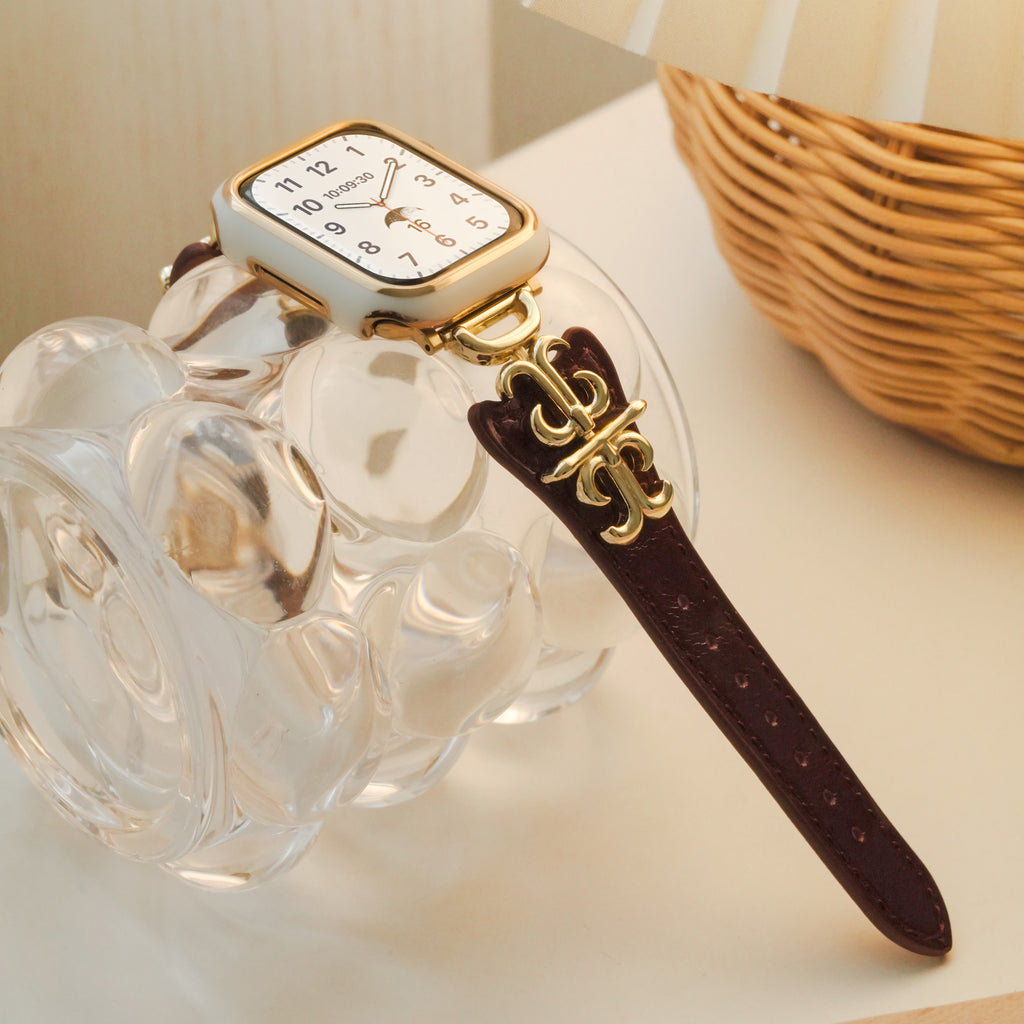Sacred Cross Genuine Leather & Metal Hybrid Apple Watch Band