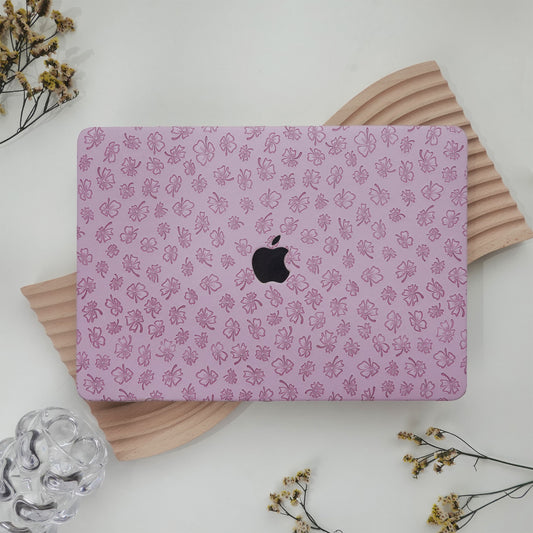 Clover Embossing Lilac Leather Macbook Case