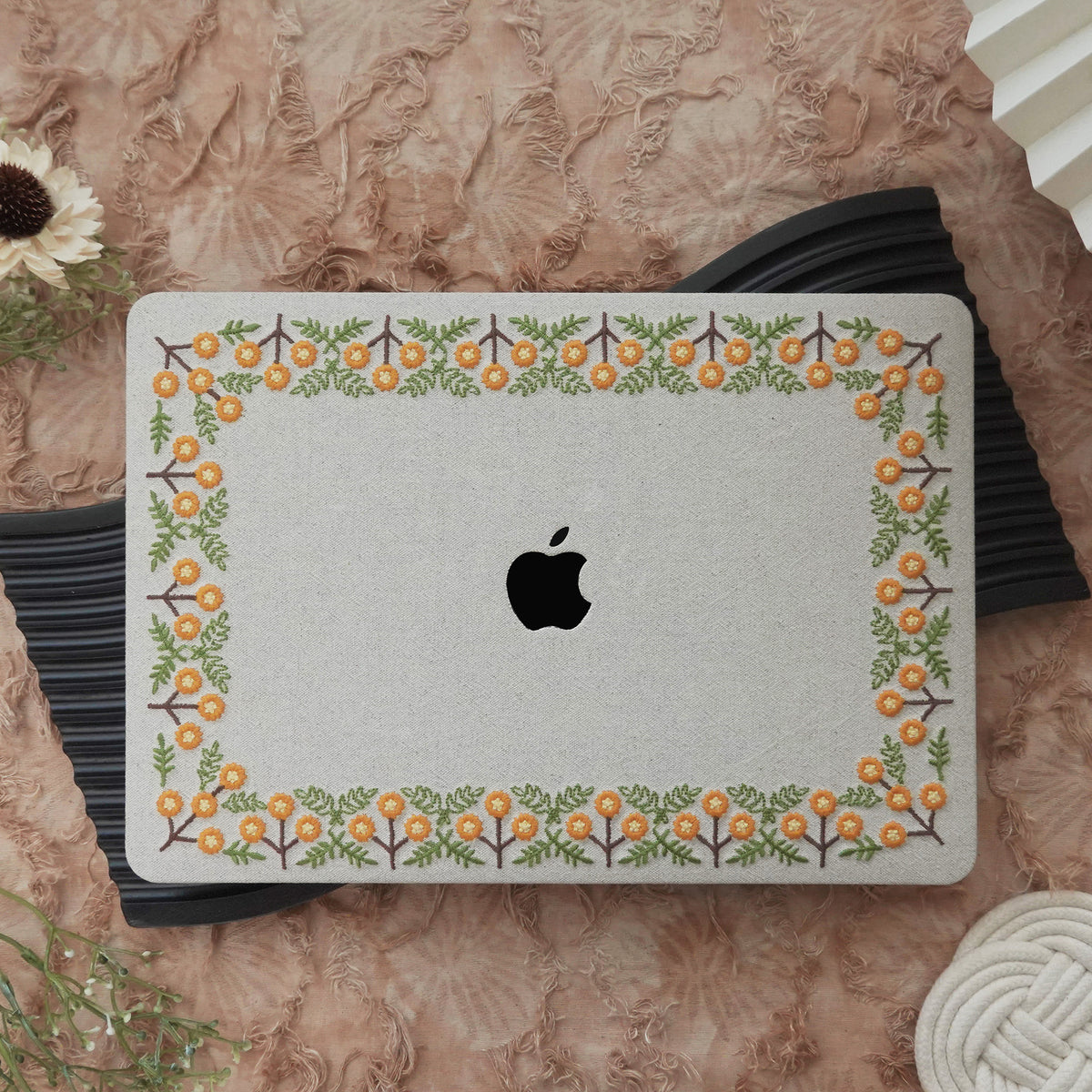 This is us Sunny Blossom Path ♾ Textured Stitching Ivory Mac Case