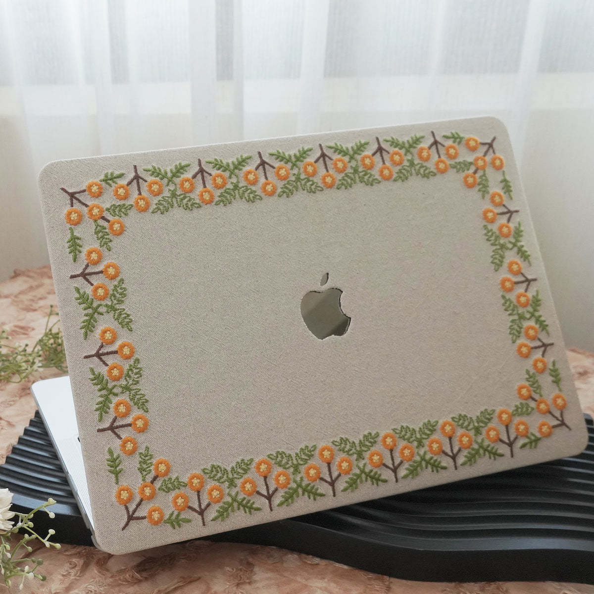 This is us Sunny Blossom Path ♾ Textured Stitching Ivory Mac Case