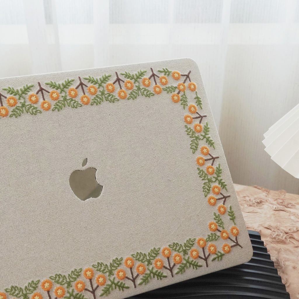 This is us Sunny Blossom Path ♾ Textured Stitching Ivory Mac Case