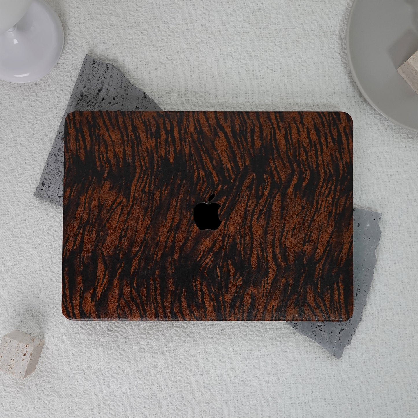 Leather Series ♾ Dark Brown Tiger Print Mac Case