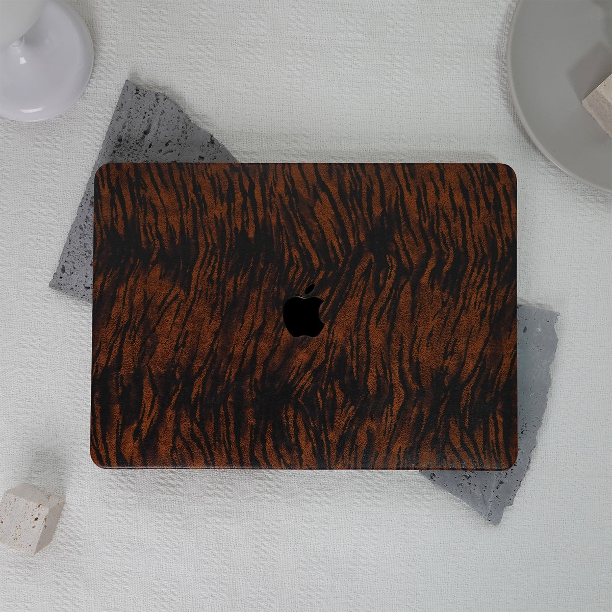 Leather Series ♾ Dark Brown Tiger Print Mac Case