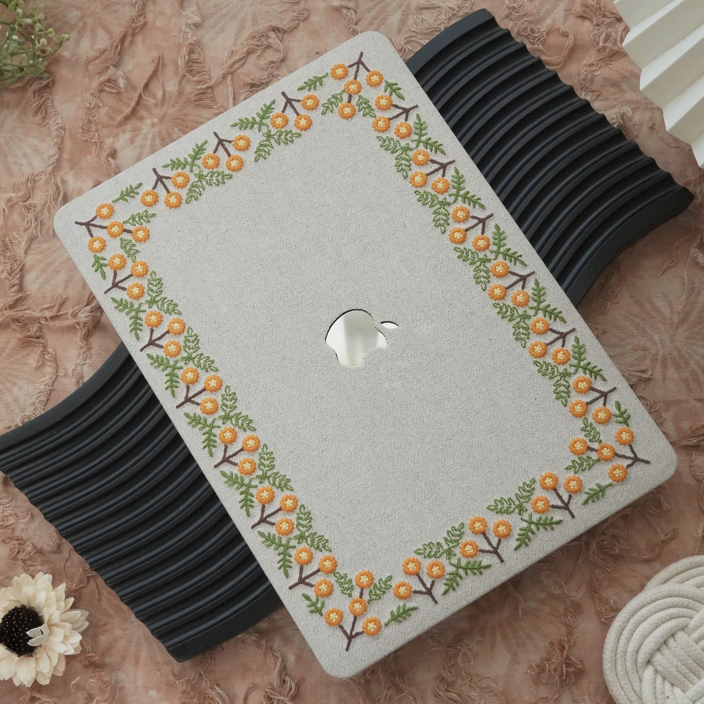 This is us Sunny Blossom Path ♾ Textured Stitching Ivory Mac Case