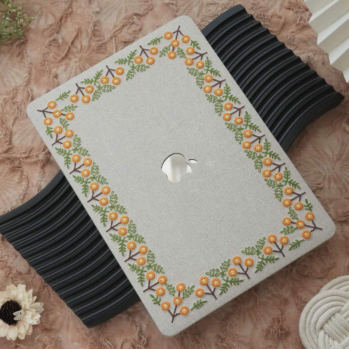 This is us Sunny Blossom Path ♾ Textured Stitching Ivory Mac Case