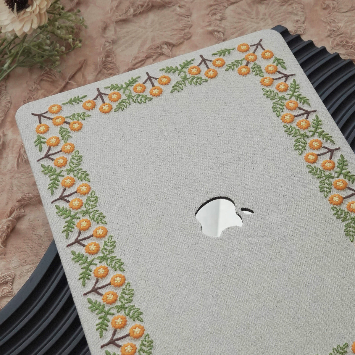 This is us Sunny Blossom Path ♾ Textured Stitching Ivory Mac Case