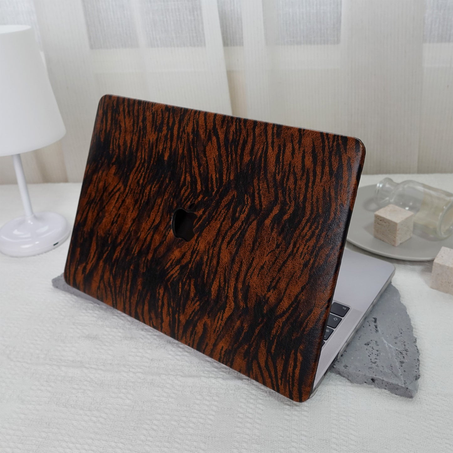 Leather Series ♾ Dark Brown Tiger Print Mac Case
