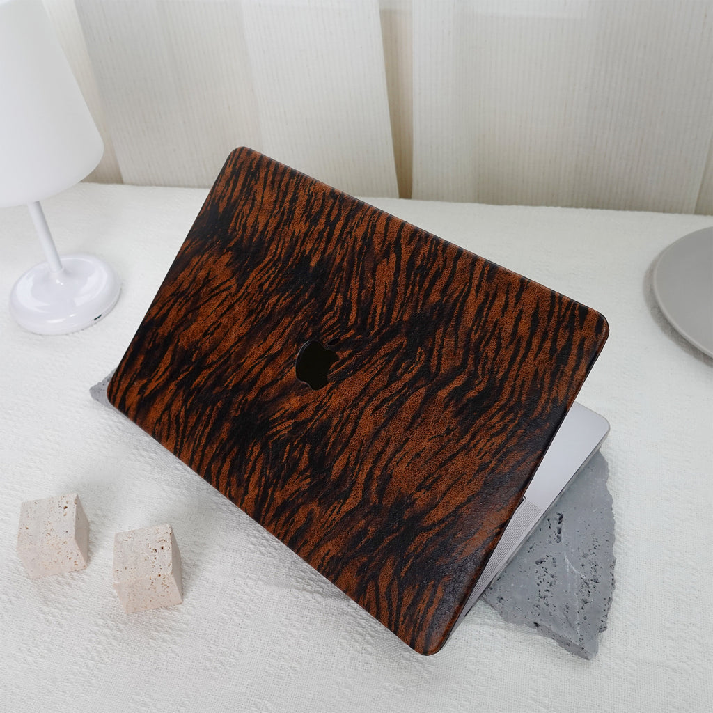 Leather Series ♾ Dark Brown Tiger Print Mac Case