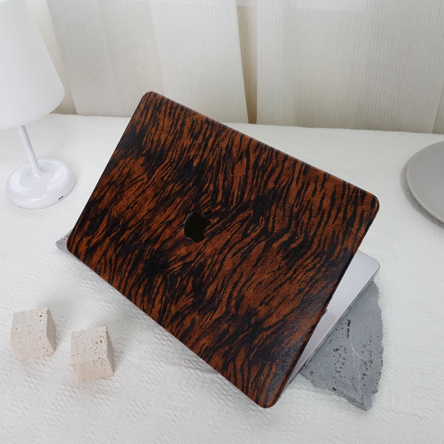 Leather Series ♾ Dark Brown Tiger Print Mac Case