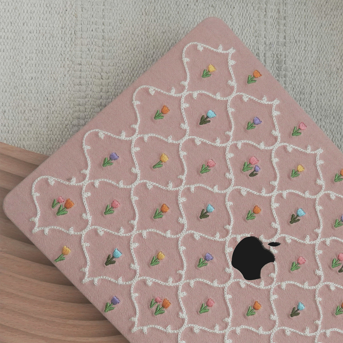 This Is Us Plaid Floral ♾ Textured Stitching Sky Pink Mac Case