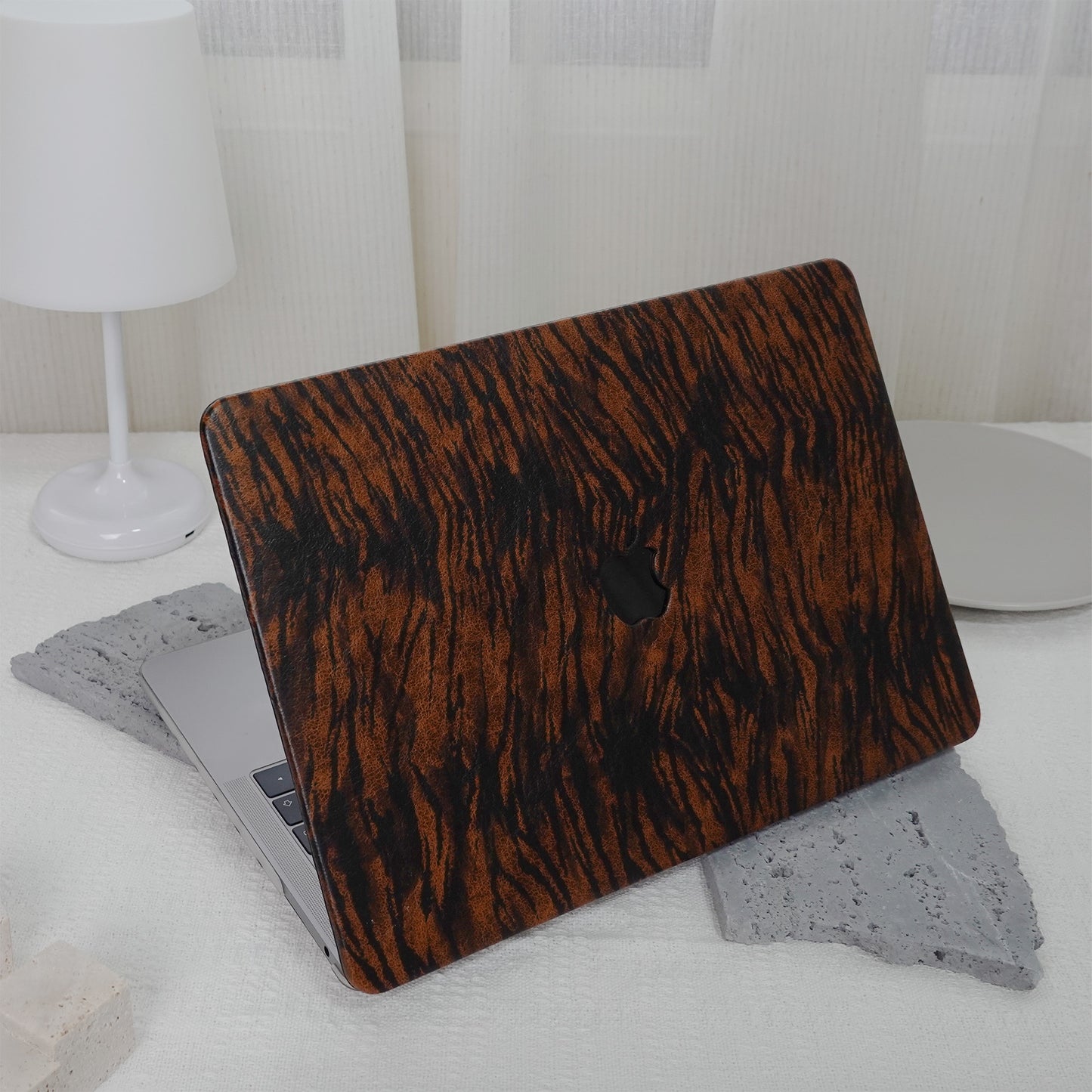 Leather Series ♾ Dark Brown Tiger Print Mac Case