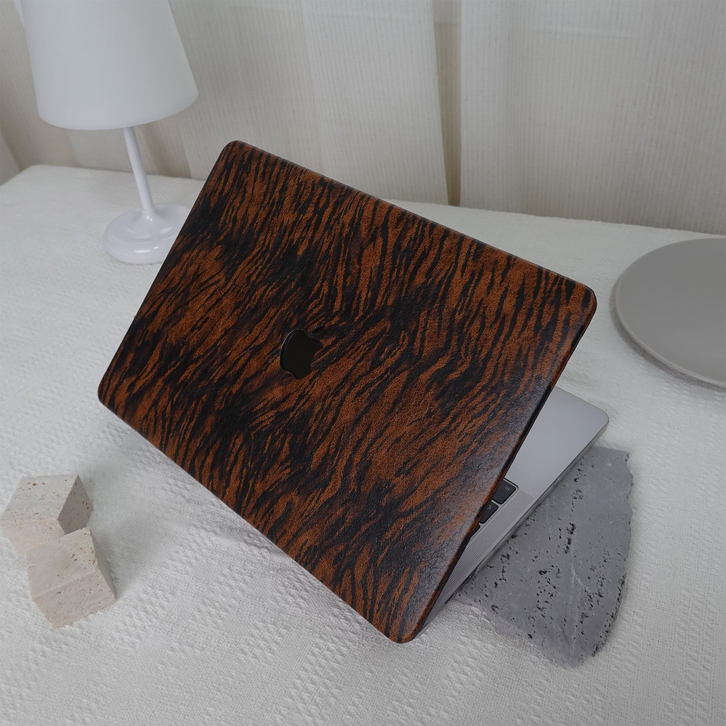 Leather Series ♾ Dark Brown Tiger Print Mac Case