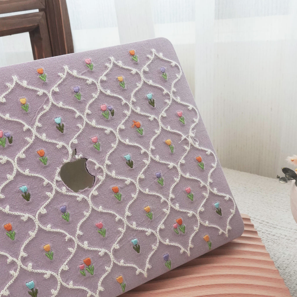 This Is Us Plaid Floral ♾ Textured Stitching Sky  Purple Mac Case