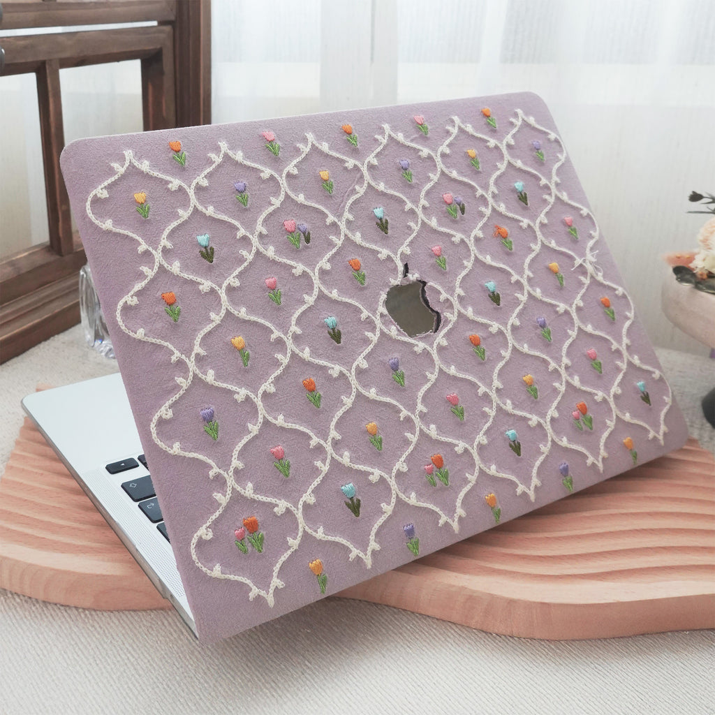 This Is Us Plaid Floral ♾ Textured Stitching Sky  Purple Mac Case