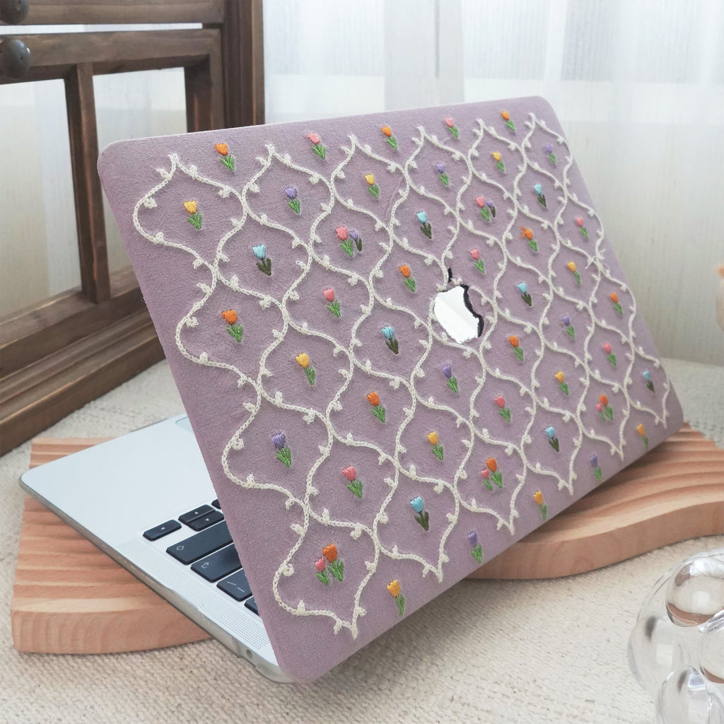 This Is Us Plaid Floral ♾ Textured Stitching Sky  Purple Mac Case