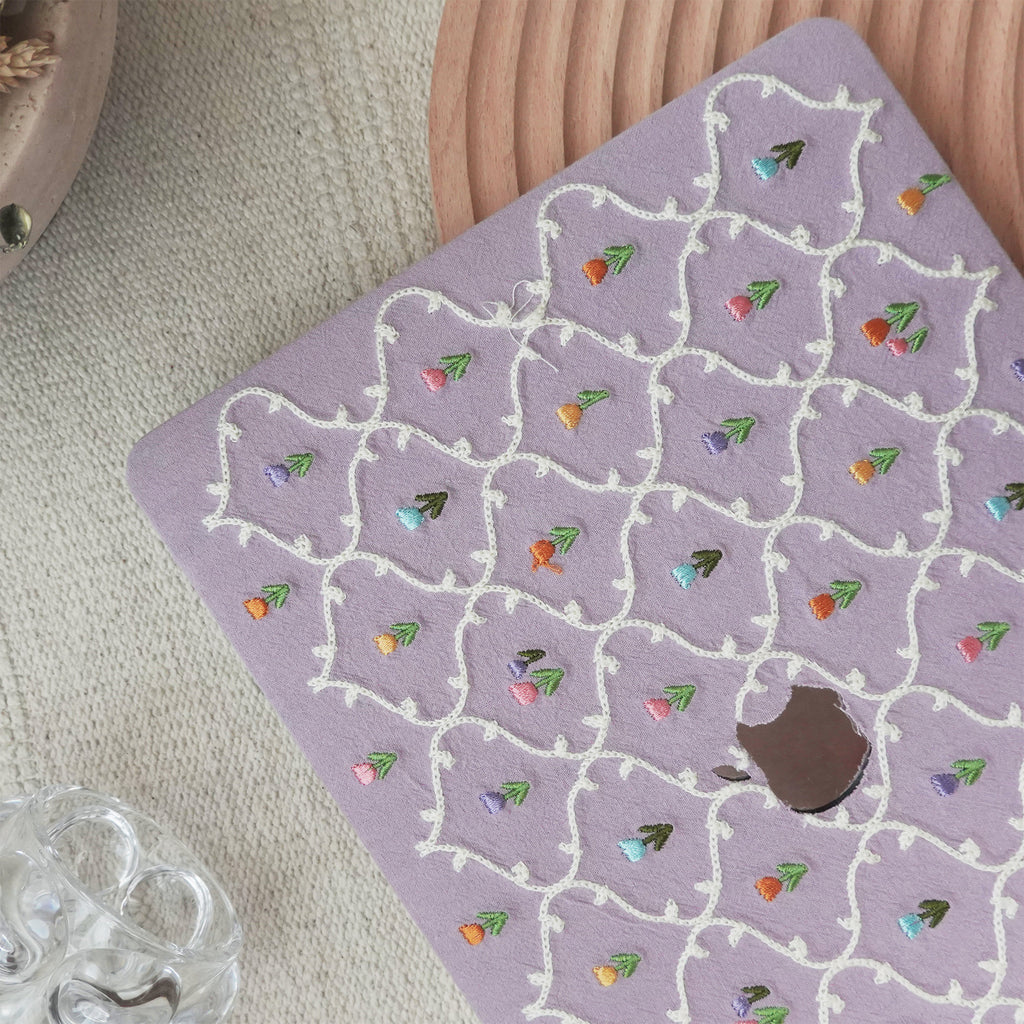 This Is Us Plaid Floral ♾ Textured Stitching Sky  Purple Mac Case