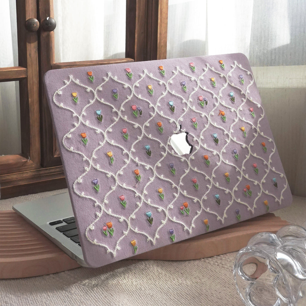 This Is Us Plaid Floral ♾ Textured Stitching Sky  Purple Mac Case