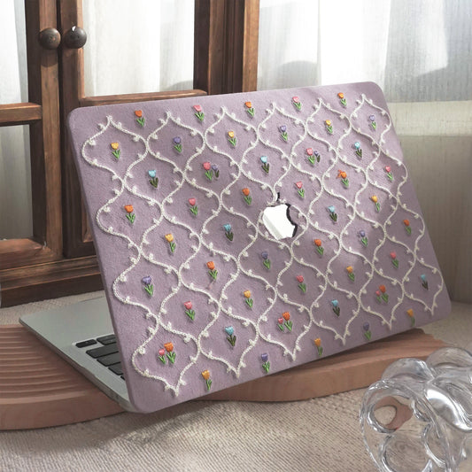 This Is Us Plaid Floral ♾ Textured Stitching Sky  Purple Mac Case