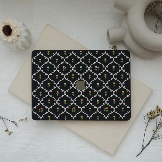 This is us Plaid Floral ♾ Textured Stitching Black Mac Case