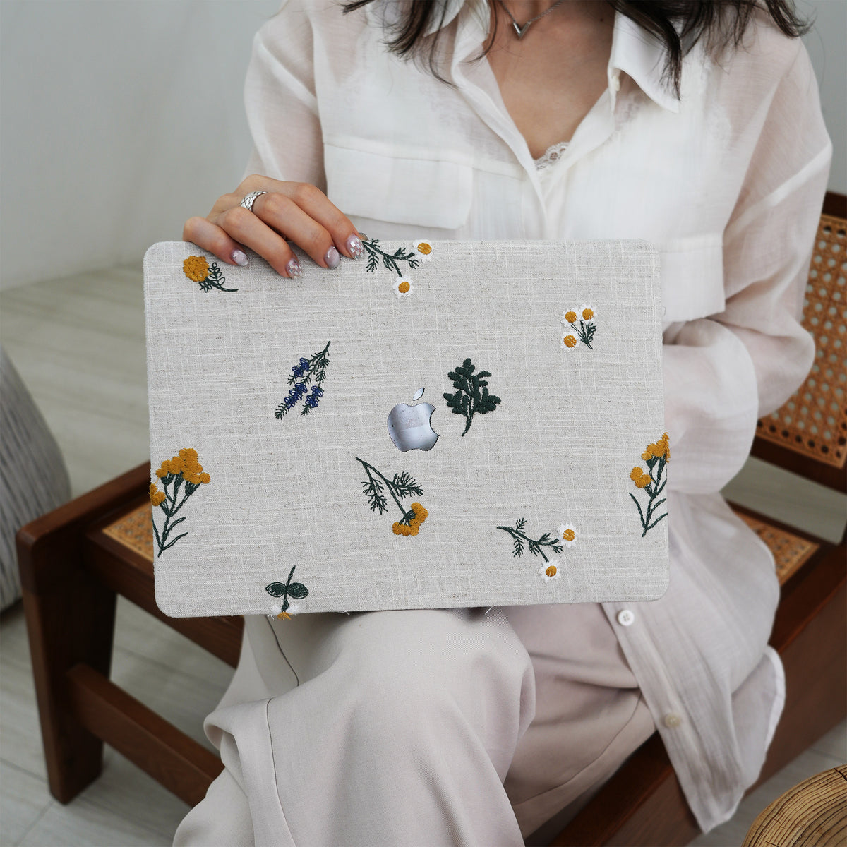 Country Style Embroidered Leather Macbook Case