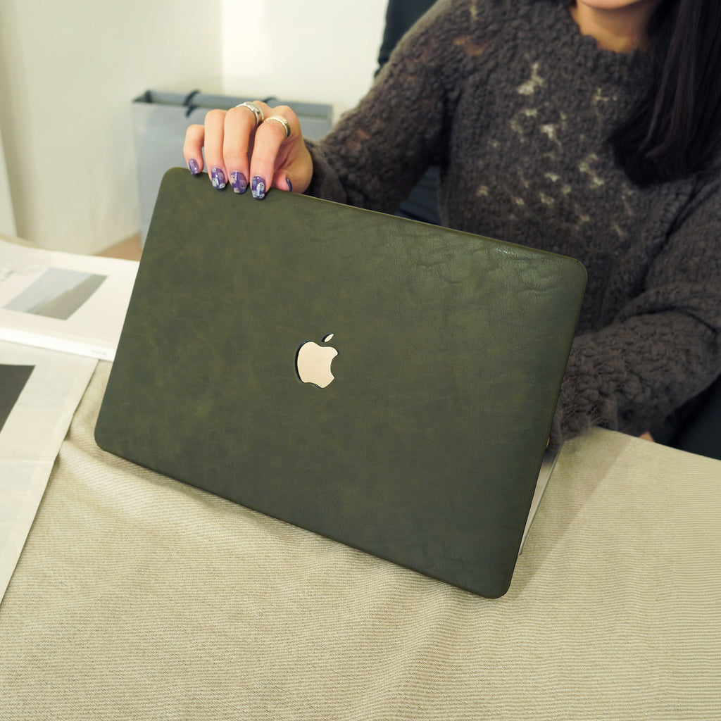 Leather Series: Black and Green Leather Mac Case