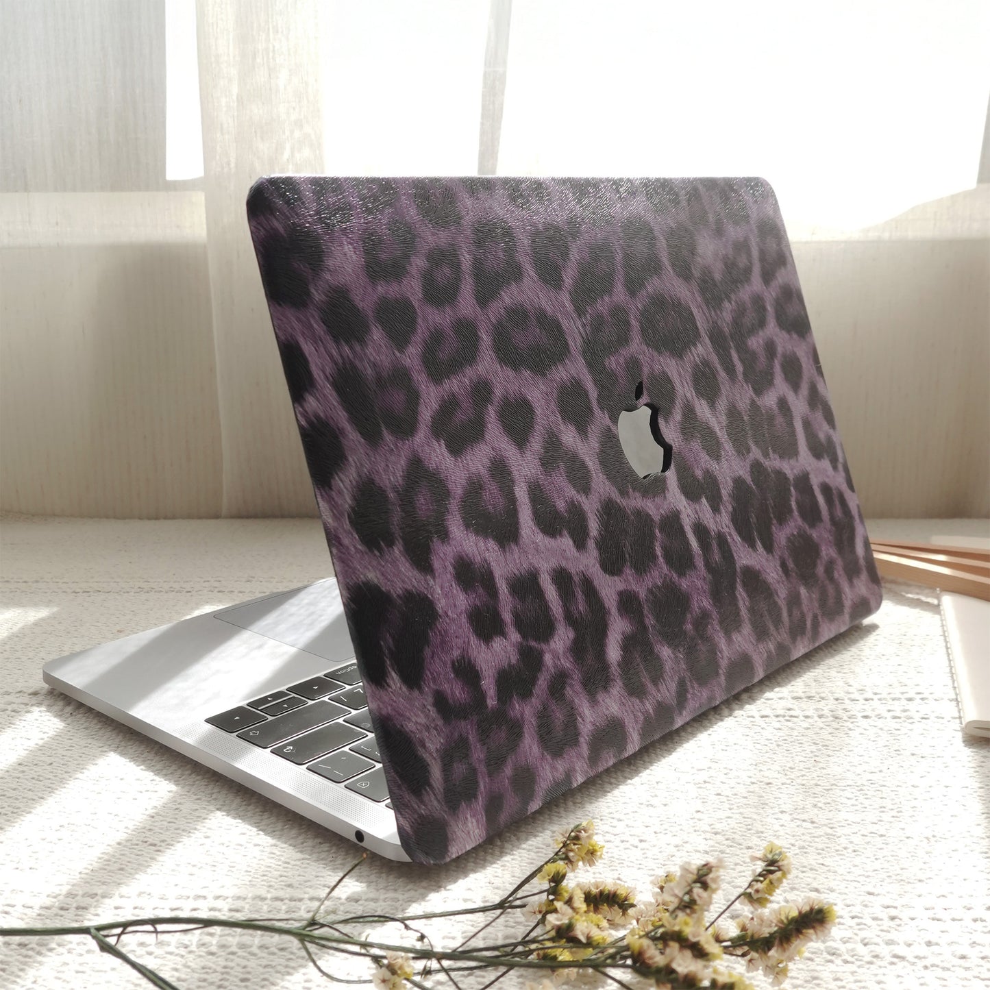 Purple Leopard ♾ Textured Leather MacBook Case