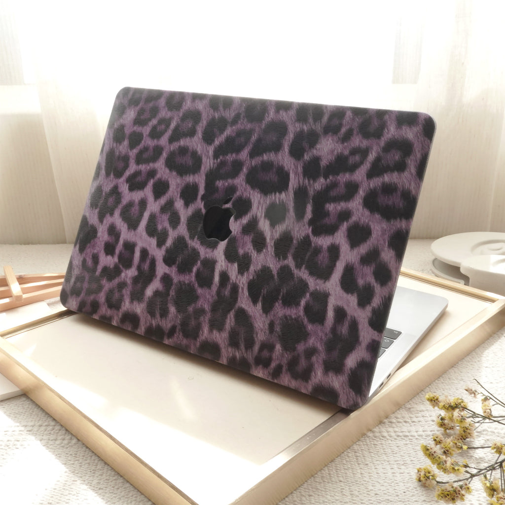 Purple Leopard ♾ Textured Leather MacBook Case