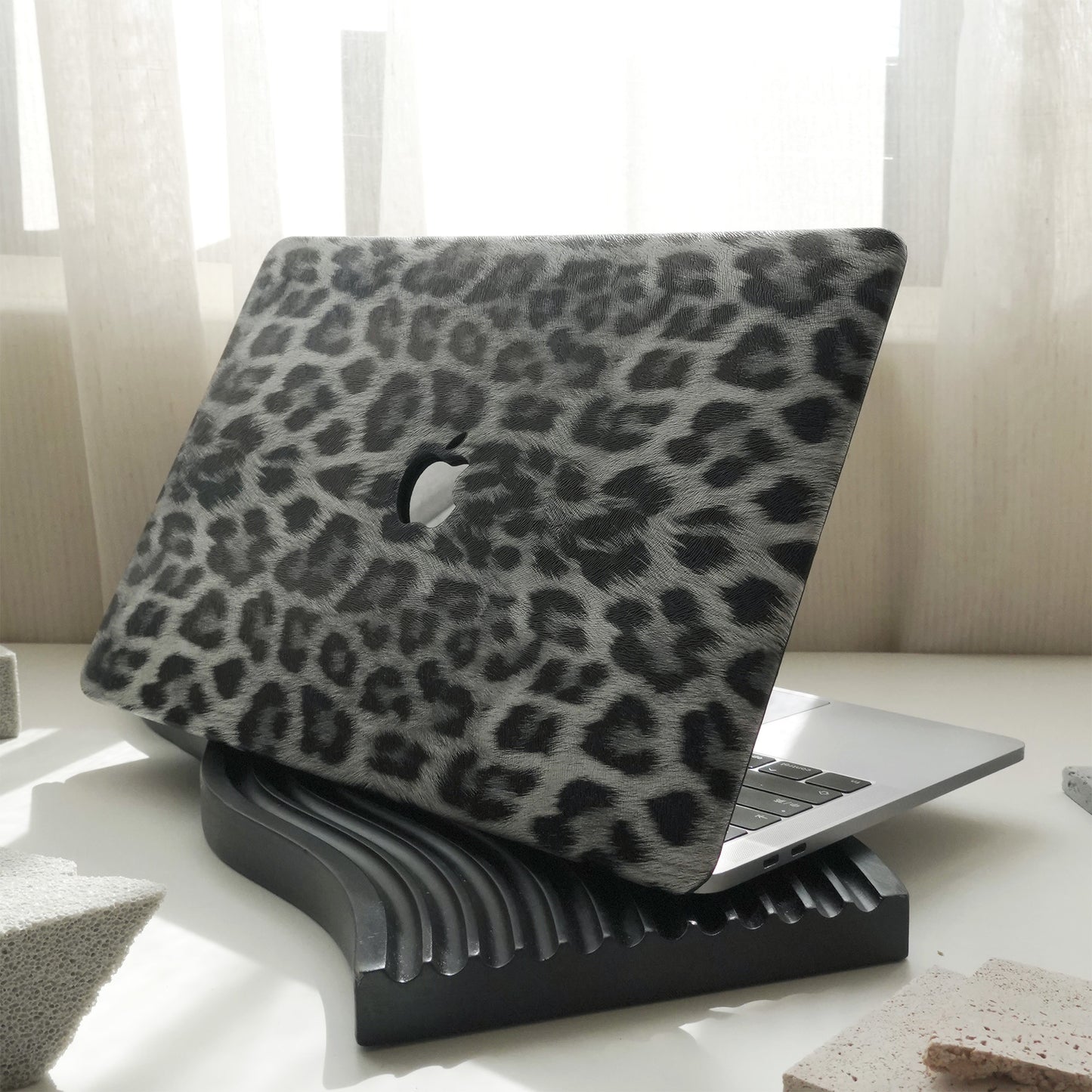 Black Leopard ♾ Textured Leather MacBook Case