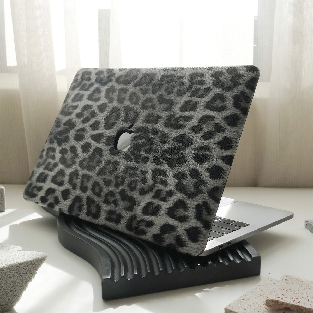 Black Leopard ♾ Textured Leather MacBook Case