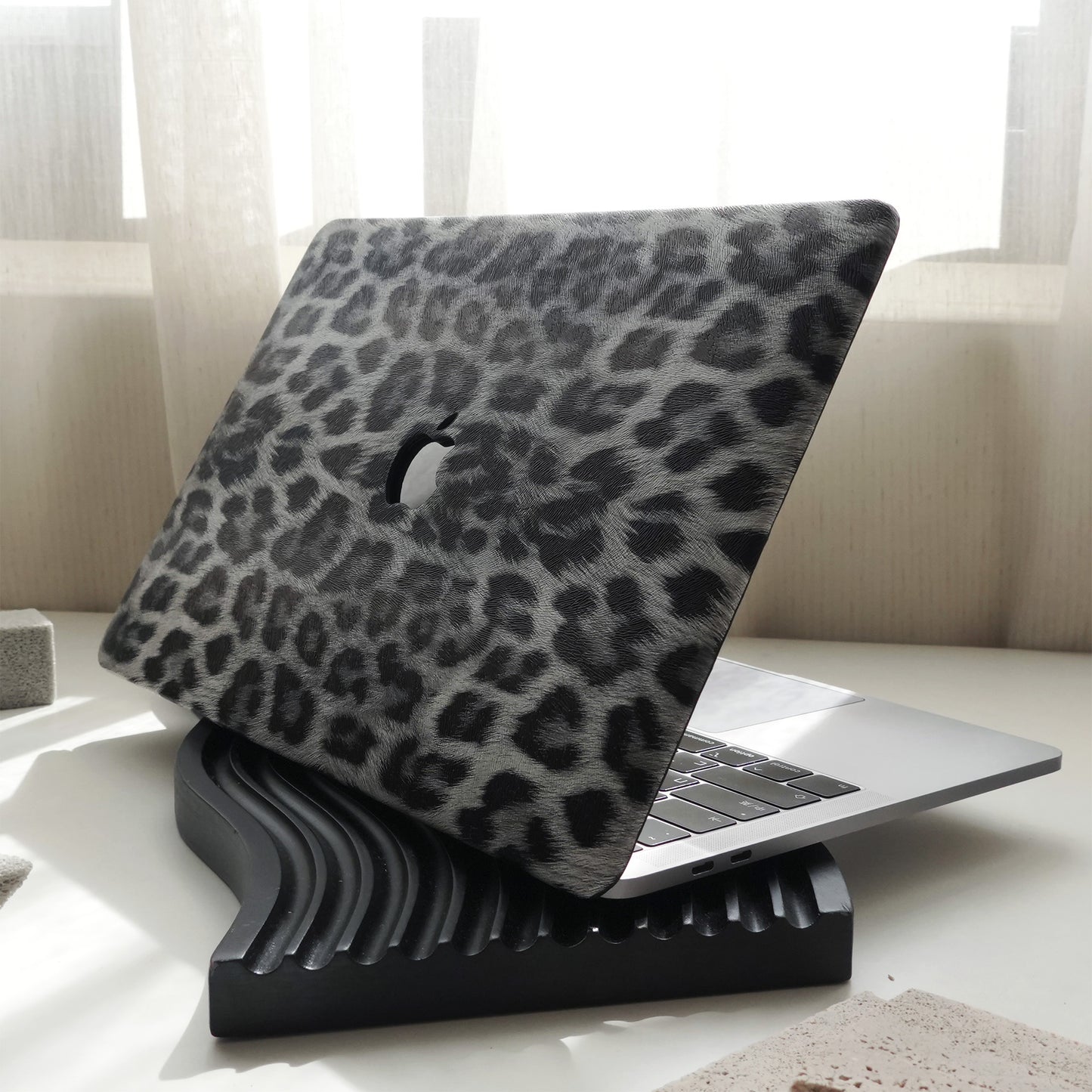 Black Leopard ♾ Textured Leather MacBook Case