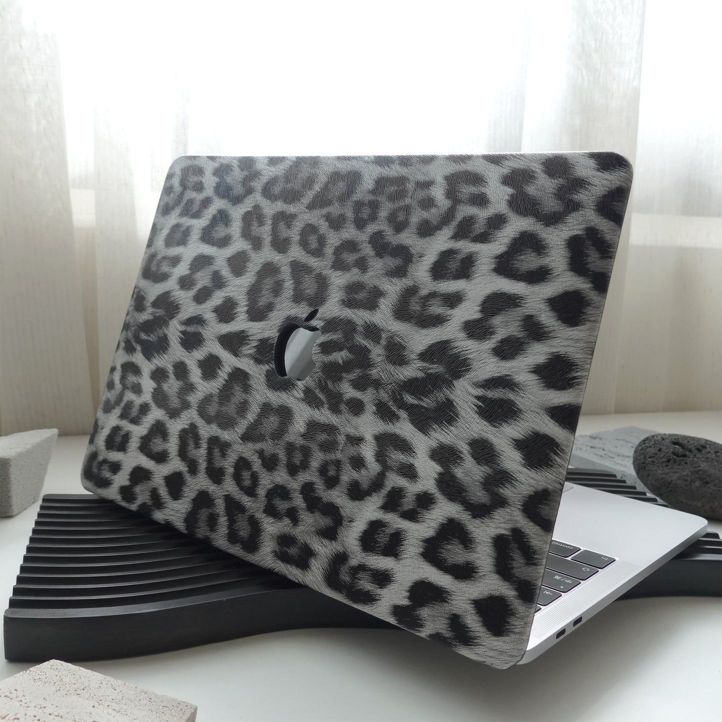Black Leopard ♾ Textured Leather MacBook Case