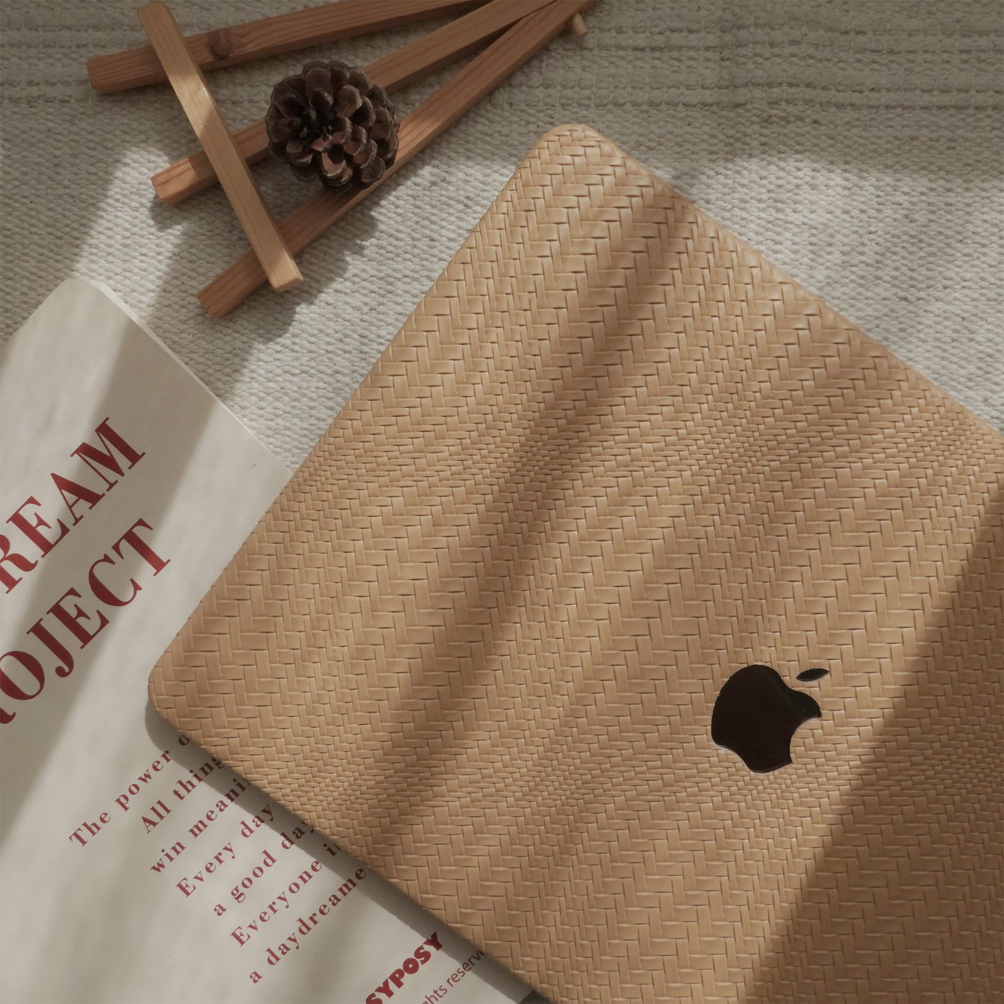 Leather Series ♾ Brown Woven Curved Pattern MacBook Case