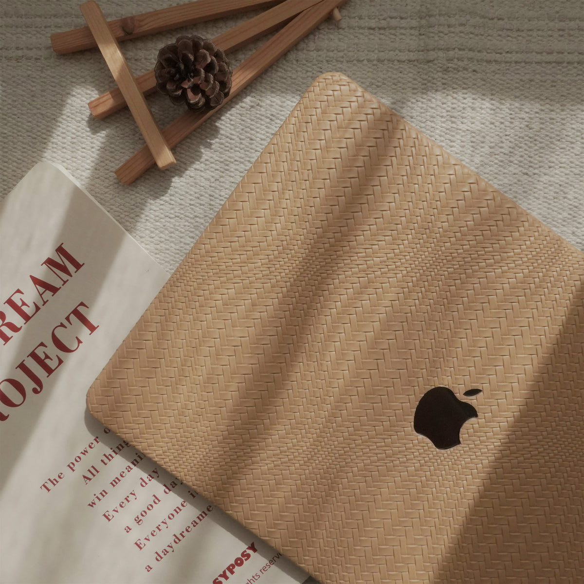 Leather Series ♾ Brown Woven Curved Pattern MacBook Case