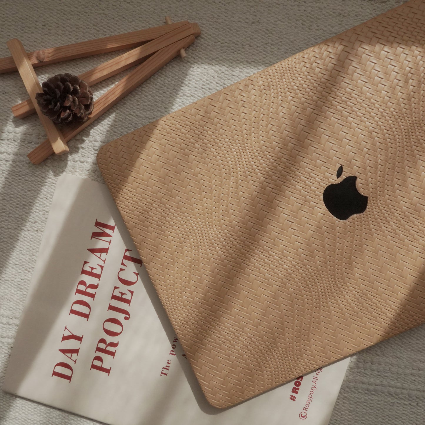 Leather Series ♾ Brown Woven Curved Pattern MacBook Case
