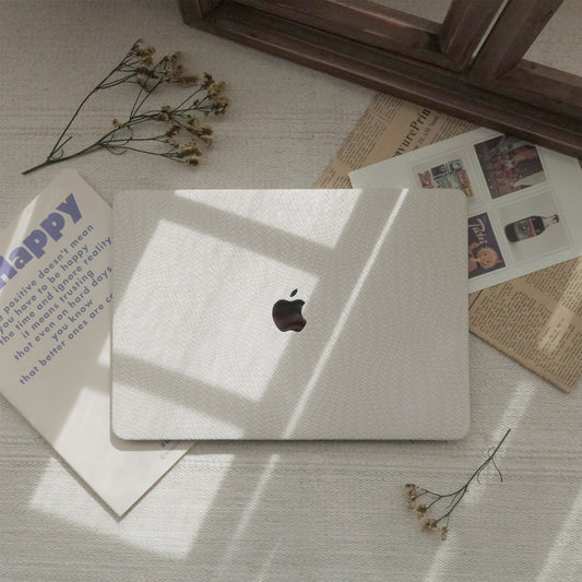 Leather Series ♾ Off-White Woven Curved Pattern MacBook Case